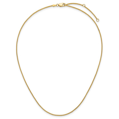 18 Inch 14K Yellow Gold 1.2mm Baby Spiga 1In+1In Adjustable Chain Necklace