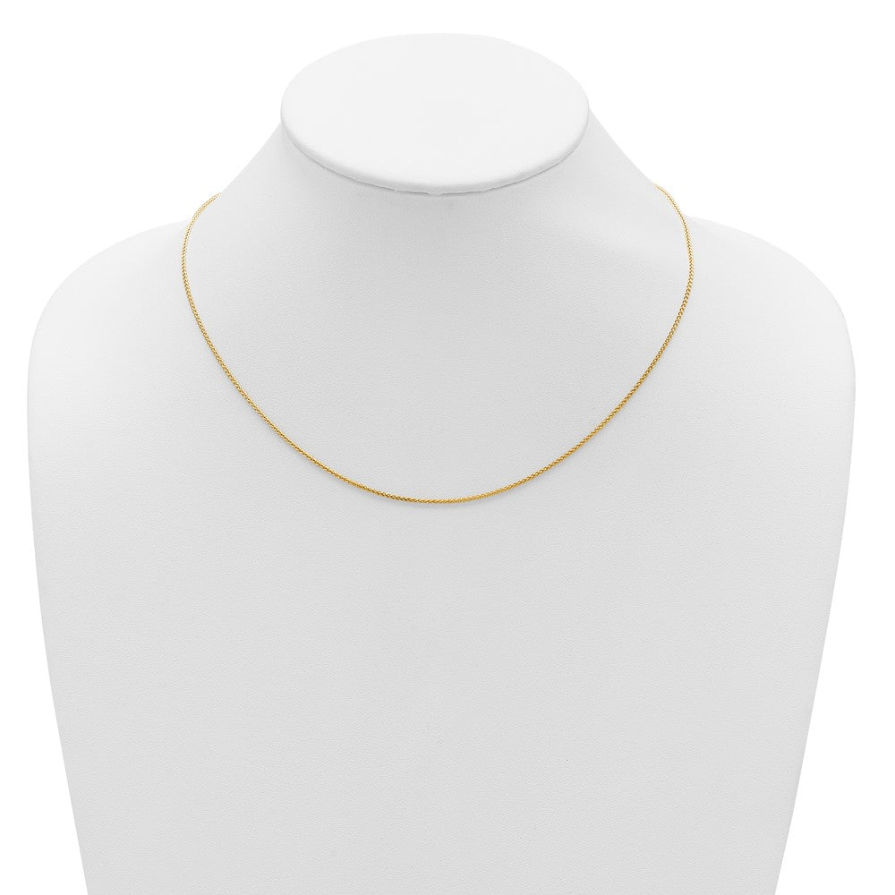 18 Inch 14K Yellow Gold 1.2mm Baby Spiga 1In+1In Adjustable Chain Necklace