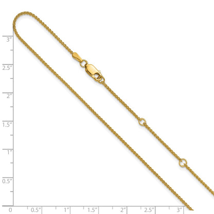 18 Inch 14K Yellow Gold 1.2mm Baby Spiga 1In+1In Adjustable Chain Necklace