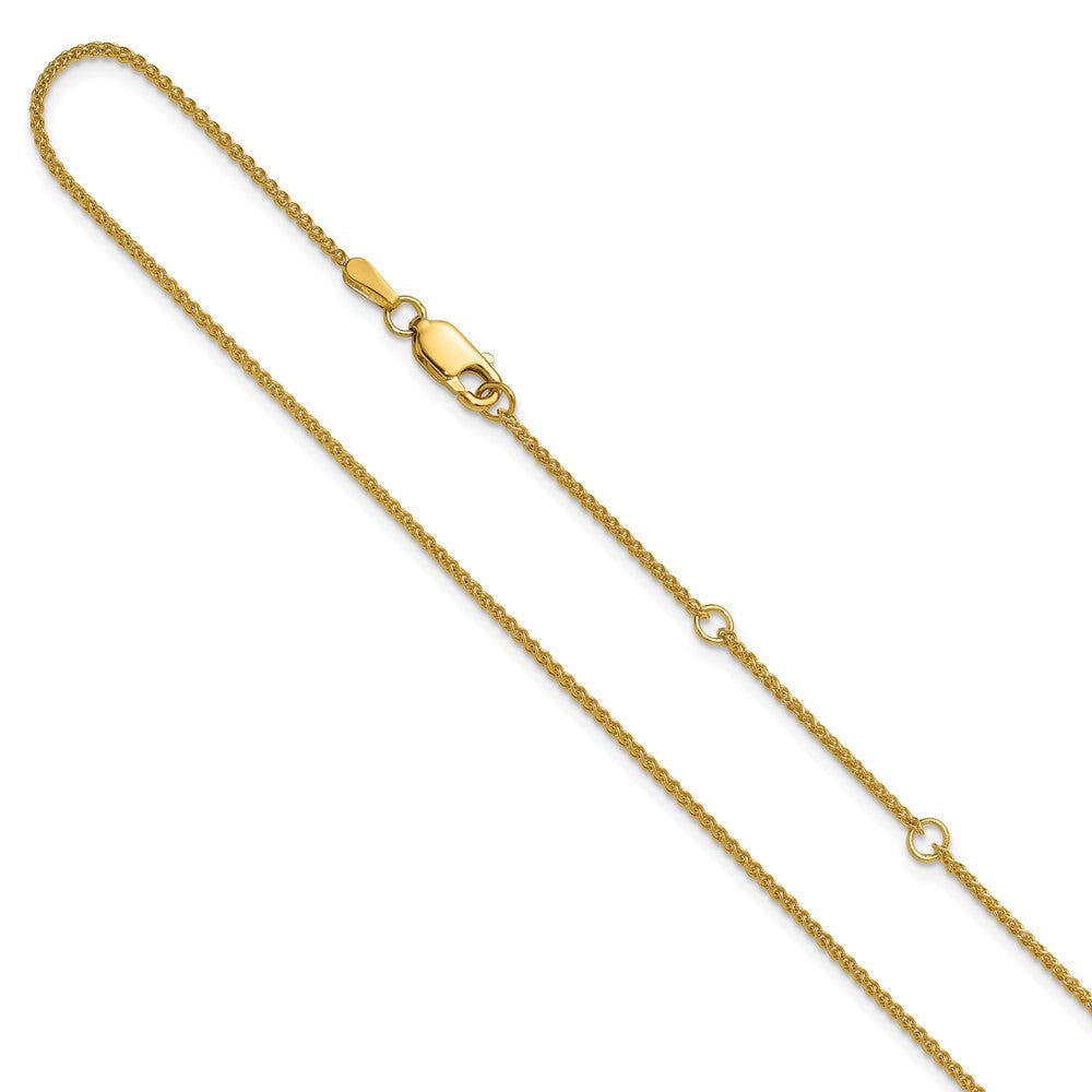 18 Inch 14K Yellow Gold 1.2mm Baby Spiga 1In+1In Adjustable Chain Necklace
