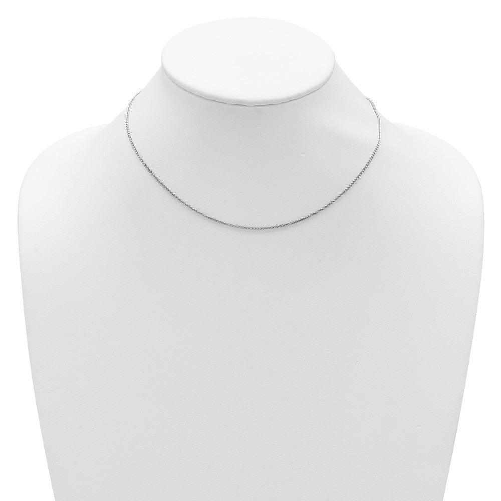 2 Inch 14K White Gold 1.2mm Baby Spiga 1In+1In Adjustable Chain Necklace