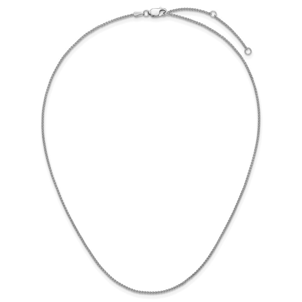 2 Inch 14K White Gold 1.2mm Baby Spiga 1In+1In Adjustable Chain Necklace