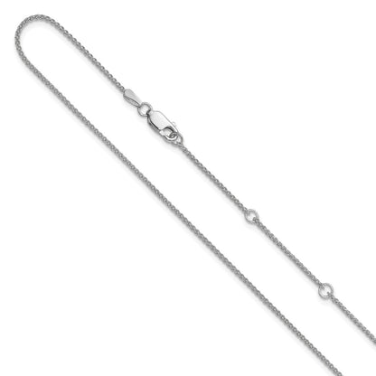 2 Inch 14K White Gold 1.2mm Baby Spiga 1In+1In Adjustable Chain Necklace