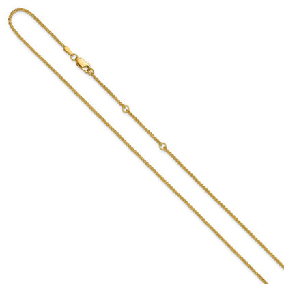 2 Inch 14K Yellow Gold 1.5mm Spiga 1In+1In Adjustable Chain Necklace