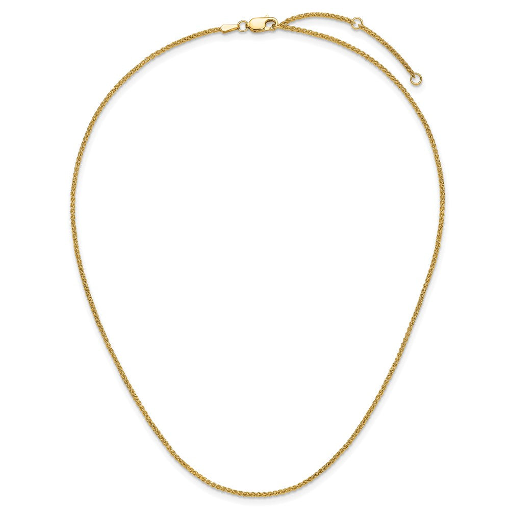 18 Inch 14K Yellow Gold 1.5mm Spiga 1In+1In Adjustable Chain Necklace