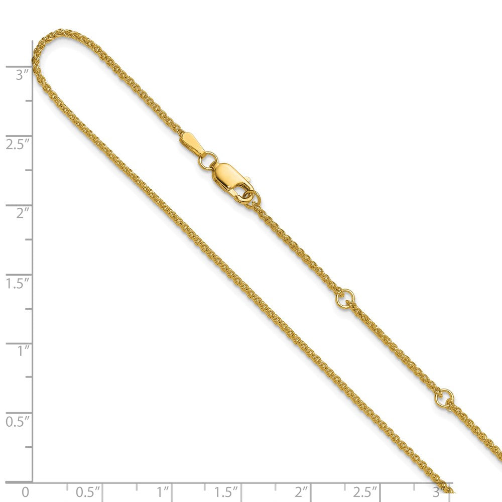 18 Inch 14K Yellow Gold 1.5mm Spiga 1In+1In Adjustable Chain Necklace