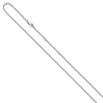 18 Inch 14K White Gold 1.5mm Spiga 1In+1In Adjustable Chain Necklace