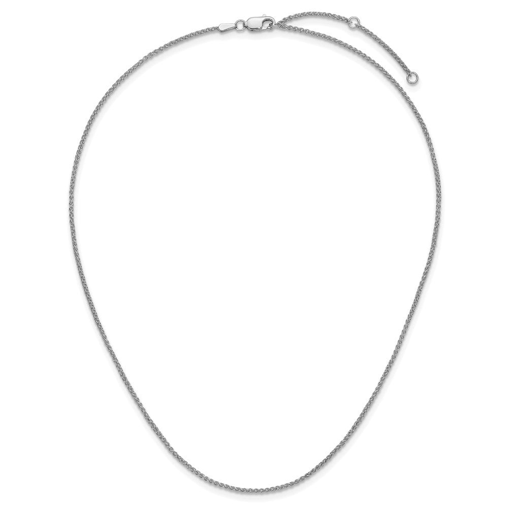18 Inch 14K White Gold 1.5mm Spiga 1In+1In Adjustable Chain Necklace