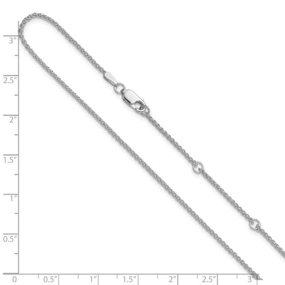 18 Inch 14K White Gold 1.5mm Spiga 1In+1In Adjustable Chain Necklace