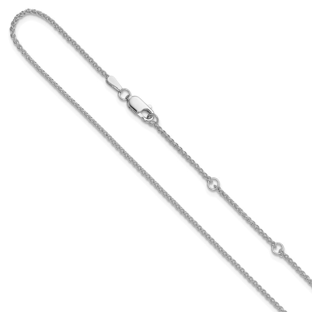 18 Inch 14K White Gold 1.5mm Spiga 1In+1In Adjustable Chain Necklace