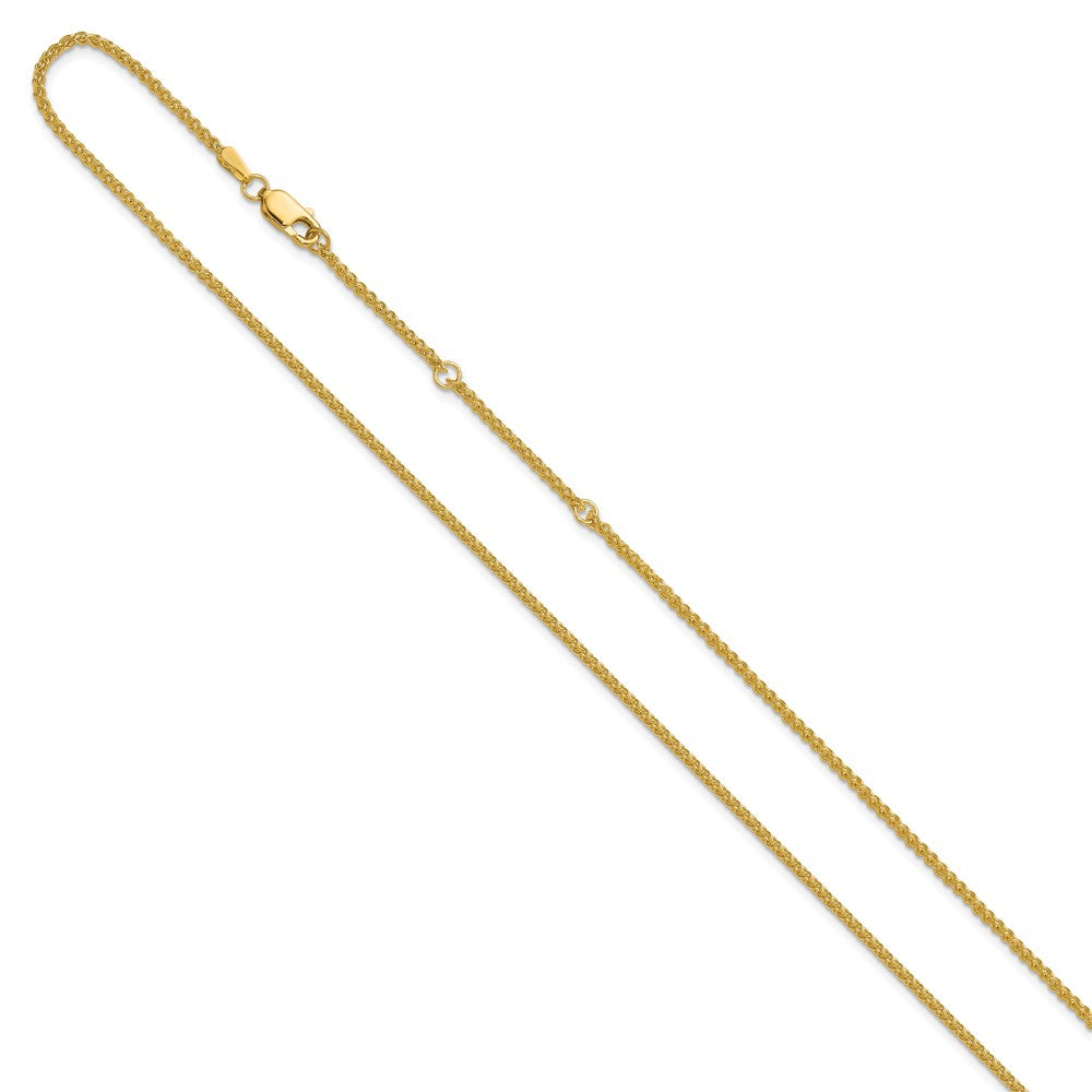 18 Inch 14K Yellow Gold 1.65mm Spiga 1In+1In Adjustable Chain Necklace
