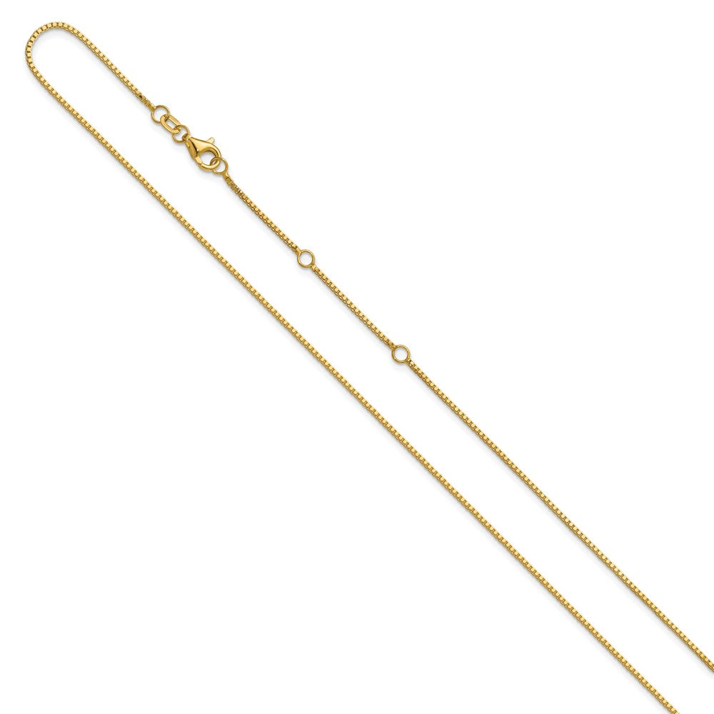 26 Inch 14K Yellow Gold 1mm Box 2In+2In Adjustable Chain Necklace