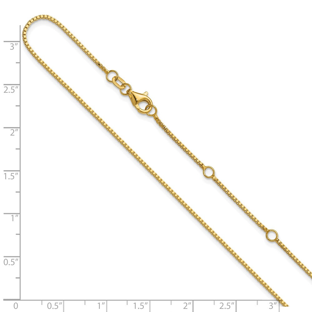 2 Inch 14K Yellow Gold 1mm Box 1In+1In Adjustable Chain Necklace