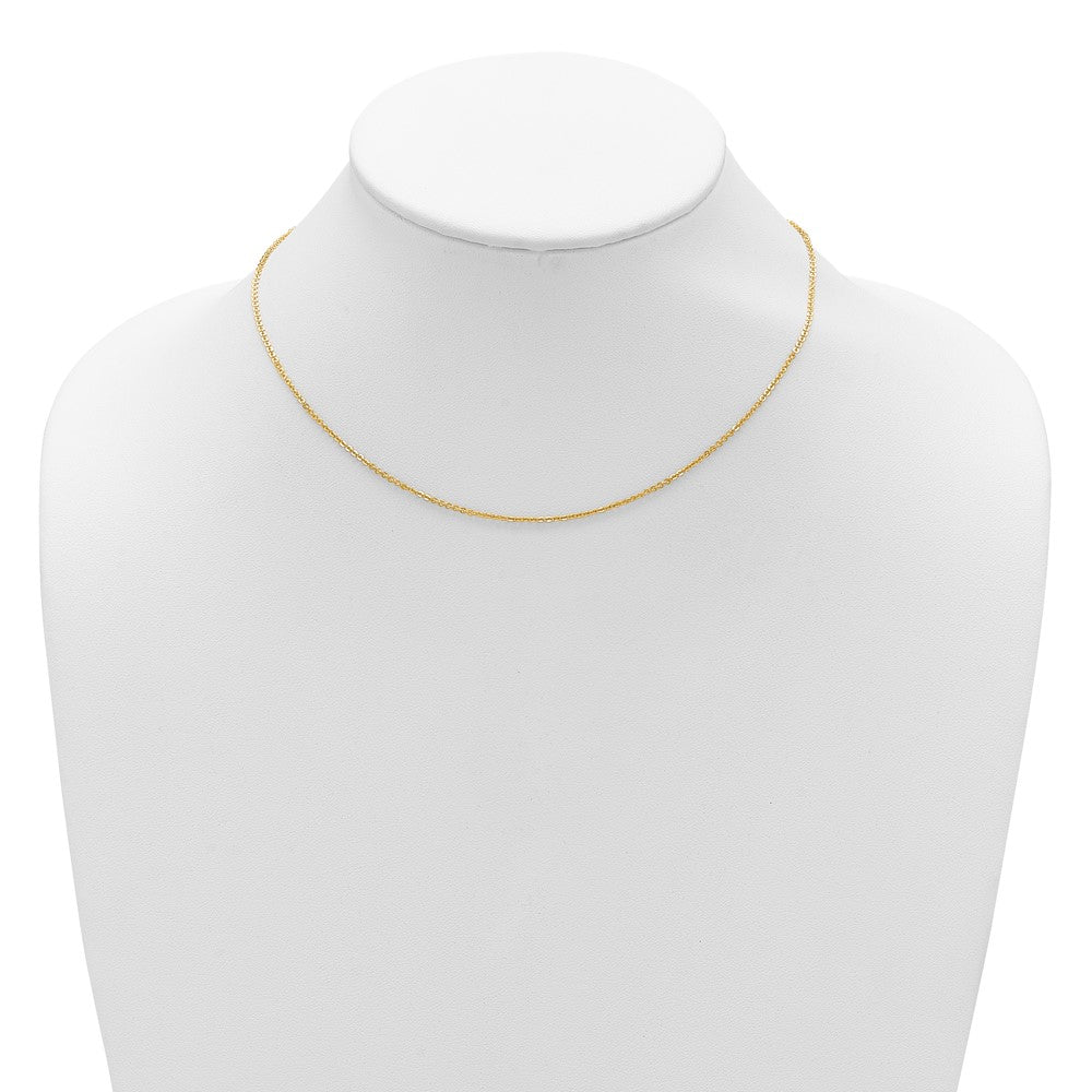 2 Inch 14K Yellow Gold 1.4mm Flat Cable 1In+1In Adjustable Chain Necklace