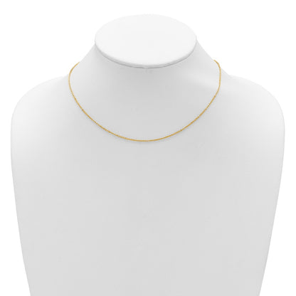 18 Inch 14K Yellow Gold 1.4mm Flat Cable 1In+1In Adjustable Chain Necklace