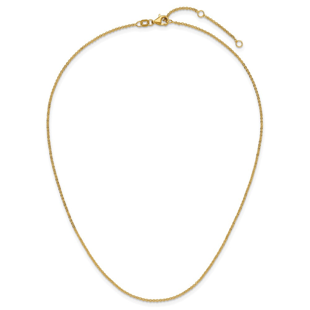 2 Inch 14K Yellow Gold 1.4mm Flat Cable 1In+1In Adjustable Chain Necklace