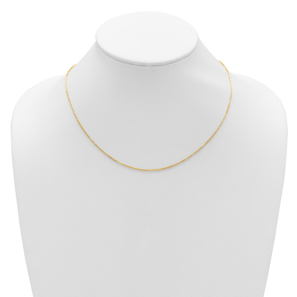 18 Inch 14K Yellow Gold 1.4mm Flat Cable 1In+1In Adjustable Chain Necklace