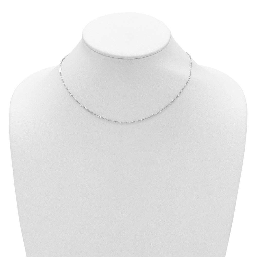 18 Inch 14K White Gold 1.4mm Flat Cable 1In+1In Adjustable Chain Necklace