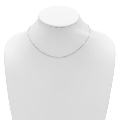 18 Inch 14K White Gold 1.4mm Flat Cable 1In+1In Adjustable Chain Necklace