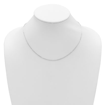 18 Inch 14K White Gold 1.4mm Flat Cable 1In+1In Adjustable Chain Necklace