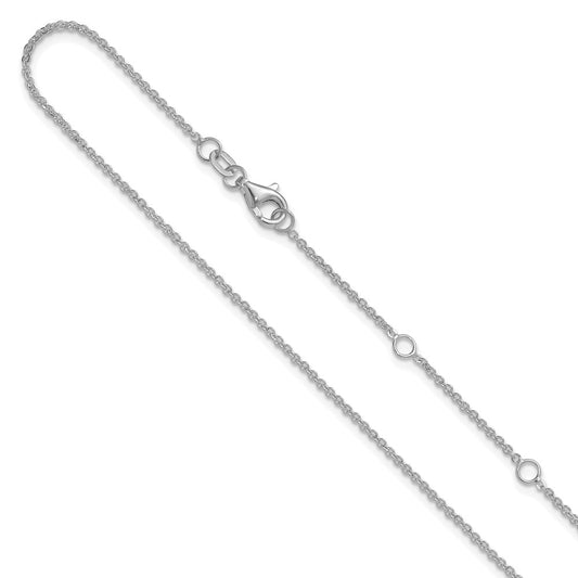 2 Inch 14K White Gold 1.4mm Flat Cable 1In+1In Adjustable Chain Necklace