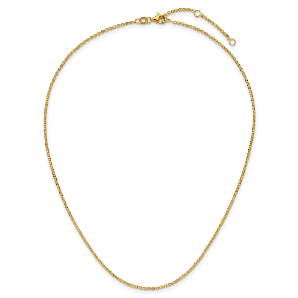 2 Inch 14K Yellow Gold 1.7mm Flat Cable 1In+1In Adjustable Chain Necklace
