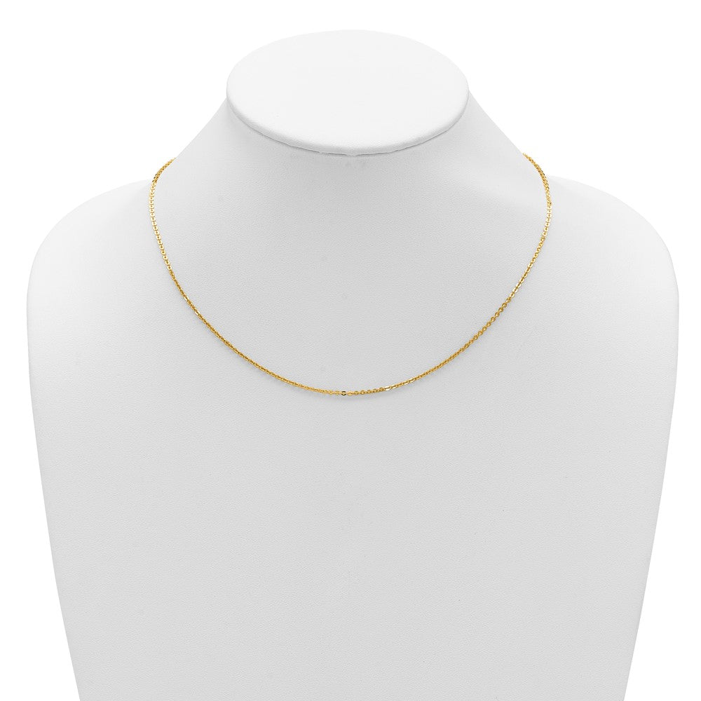 2 Inch 14K Yellow Gold 1.7mm Flat Cable 1In+1In Adjustable Chain Necklace