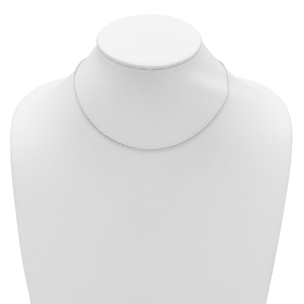 2 Inch 14K White Gold 1.7mm Flat Cable 1In+1In Adjustable Chain Necklace