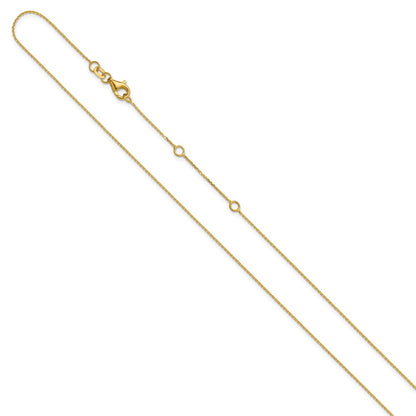 18 Inch 14K Yellow Gold .85mm D/C Square Cable 1In+1In Adjustable Chain Necklace