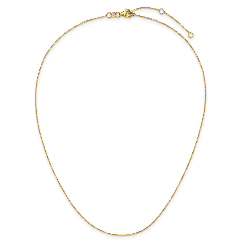 2 Inch 14K Yellow Gold .85mm D/C Square Cable 1In+1In Adjustable Chain Necklace
