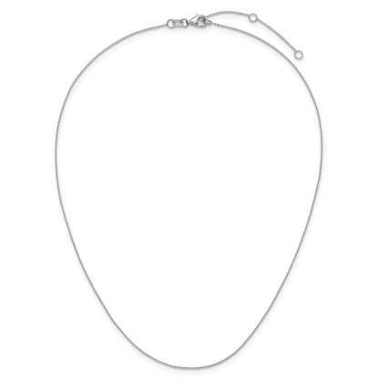 18 Inch 14K White Gold .85mm D/C Square Cable 1In+1In Adjustable Chain Necklace