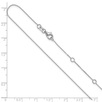 2 Inch 14K White Gold .85mm D/C Square Cable 1In+1In Adjustable Chain Necklace