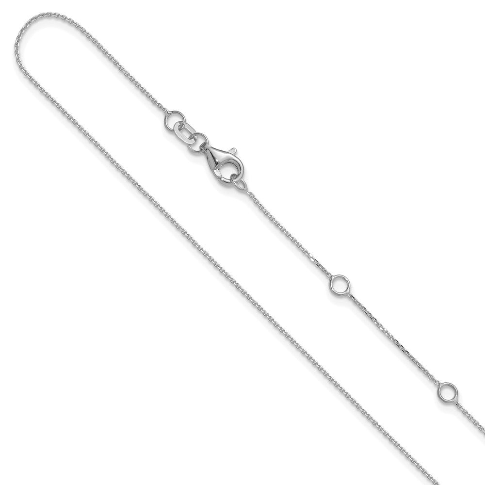 2 Inch 14K White Gold .85mm D/C Square Cable 1In+1In Adjustable Chain Necklace
