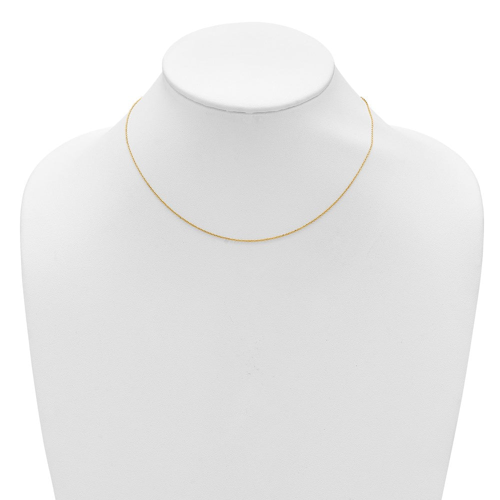 2 Inch 14K Yellow Gold 1mm D/C Square Cable 1In+1In Adjustable Chain Necklace