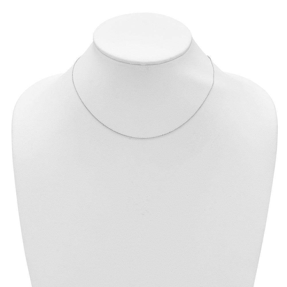 2 Inch 14K White Gold 1mm D/C Square Cable 1In+1In Adjustable Chain Necklace