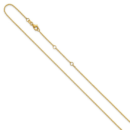 18 Inch 14K Yellow Gold 1.4mm D/C Square Cable 1In+1In Adjustable Chain Necklace