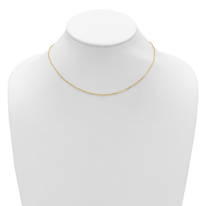 18 Inch 14K Yellow Gold 1.4mm D/C Square Cable 1In+1In Adjustable Chain Necklace