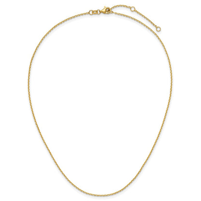 18 Inch 14K Yellow Gold 1.4mm D/C Square Cable 1In+1In Adjustable Chain Necklace