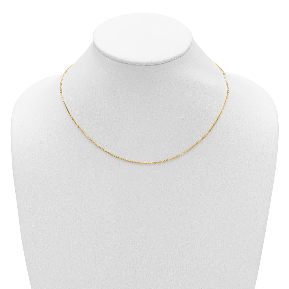 2 Inch 14K Yellow Gold 1.4mm D/C Square Cable 1In+1In Adjustable Chain Necklace