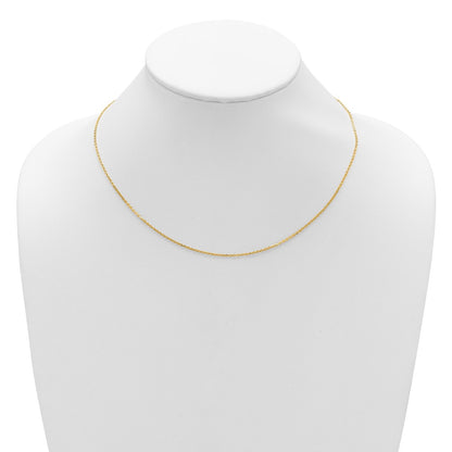 2 Inch 14K Yellow Gold 1.4mm D/C Square Cable 1In+1In Adjustable Chain Necklace