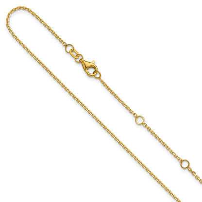 18 Inch 14K Yellow Gold 1.4mm D/C Square Cable 1In+1In Adjustable Chain Necklace