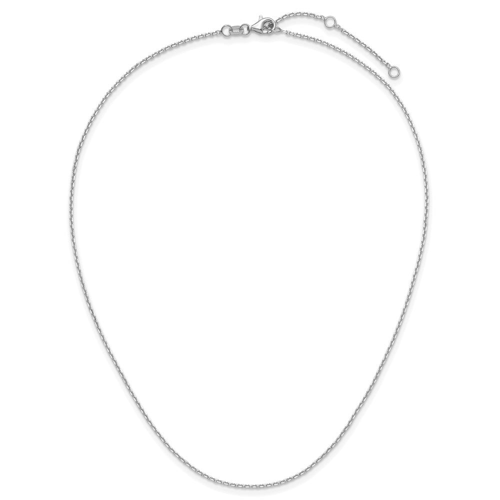 26 Inch 14K White Gold 1.4mm D/C Square Cable 2In+2In Adjustable Chain Necklace