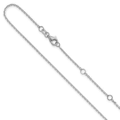 26 Inch 14K White Gold 1.4mm D/C Square Cable 2In+2In Adjustable Chain Necklace