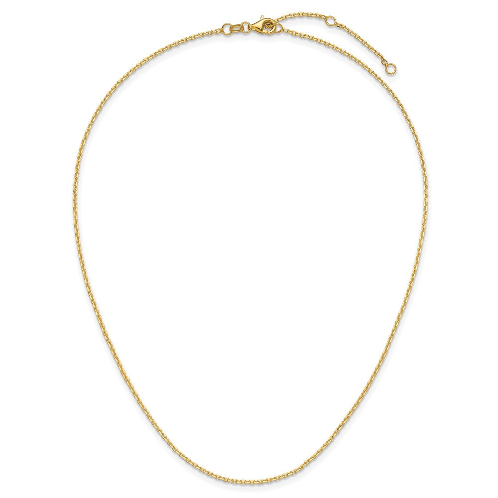 18 Inch 14K Yellow Gold 1.5mm D/C Square Cable 1In+1In Adjustable Chain Necklace