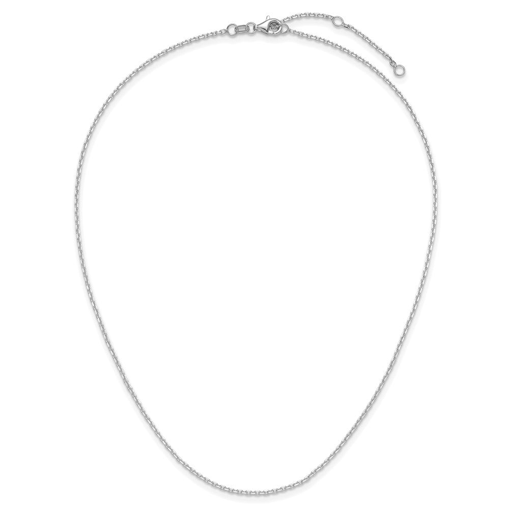 26 Inch 14K White Gold 1.5mm D/C Square Cable 2In+2In Adjustable Chain Necklace