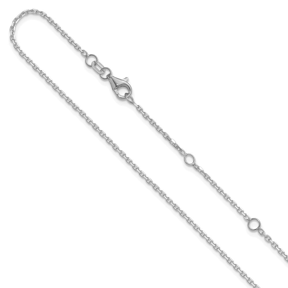26 Inch 14K White Gold 1.5mm D/C Square Cable 2In+2In Adjustable Chain Necklace