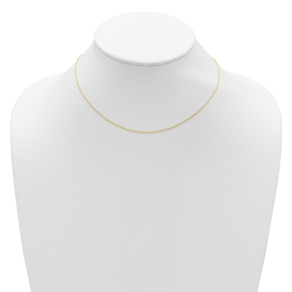 18 Inch 14K Yellow Gold .8mm Round Cable 1In+1In Adjustable Chain Necklace