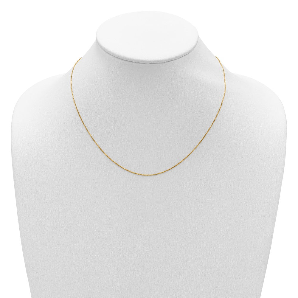 2 Inch 14K Yellow Gold .8mm Round Cable 1In+1In Adjustable Chain Necklace