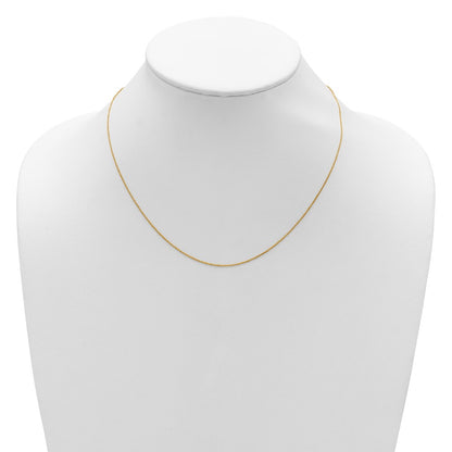 18 Inch 14K Yellow Gold .8mm Round Cable 1In+1In Adjustable Chain Necklace