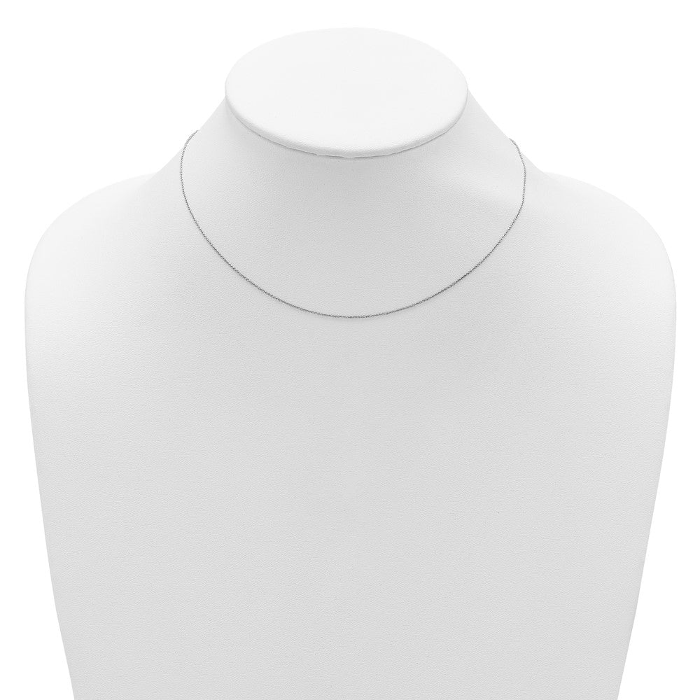 2 Inch 14K White Gold .8mm Round Cable 1In+1In Adjustable Chain Necklace